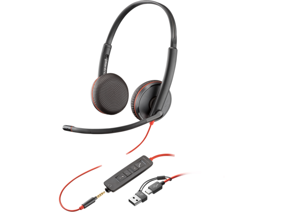 Poly Blackwire 3225 Stereo Headset + 3.5mm Plug + USB-C/A Adapter Plantronics/ Poly