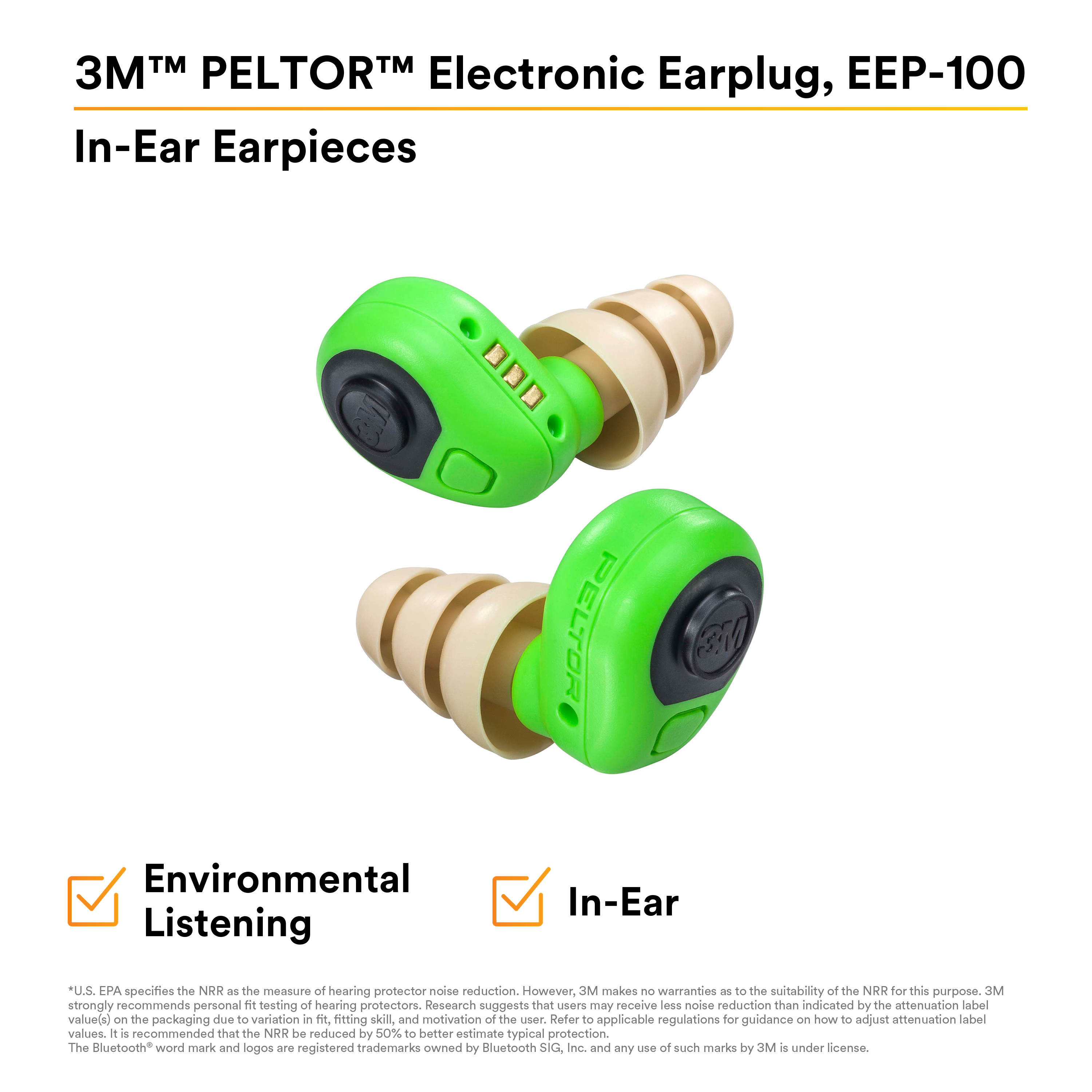 3M PELTOR Electronic Earplug, EEP-100 3M