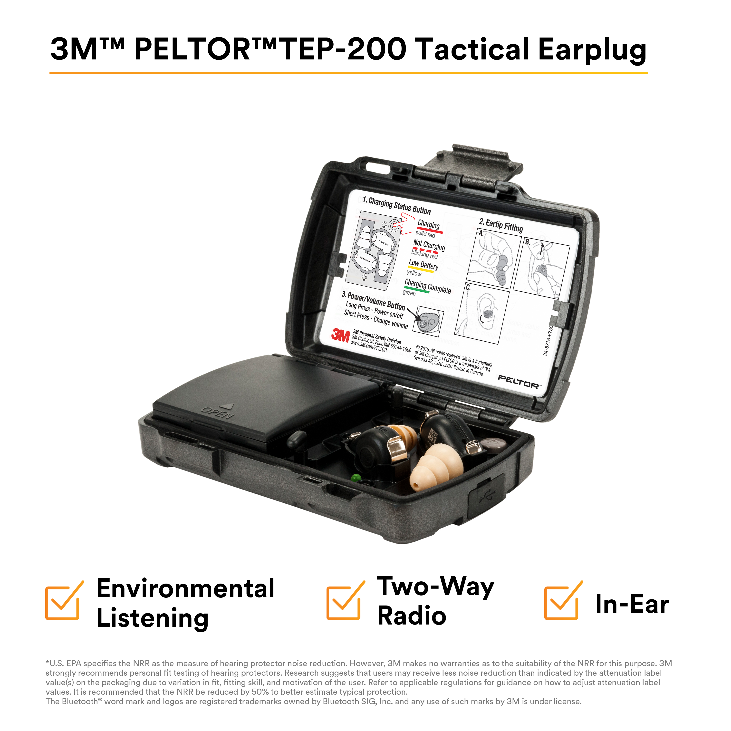3M PELTOR Tactical Earplug, TEP-200 3M
