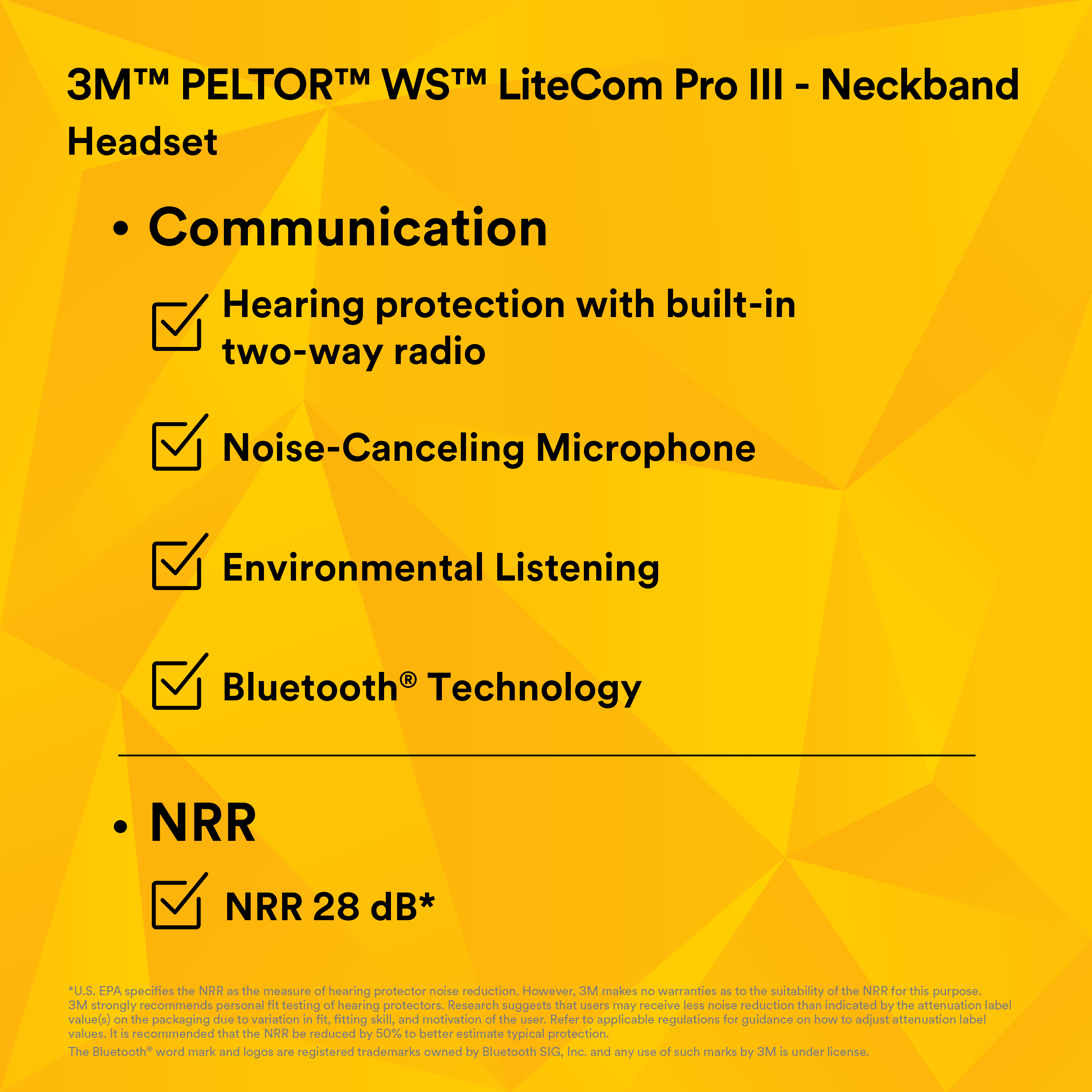 3M Peltor WS LiteCom Pro III Headset - Neckband | 70 Channel Programmable Digital Radio 3M