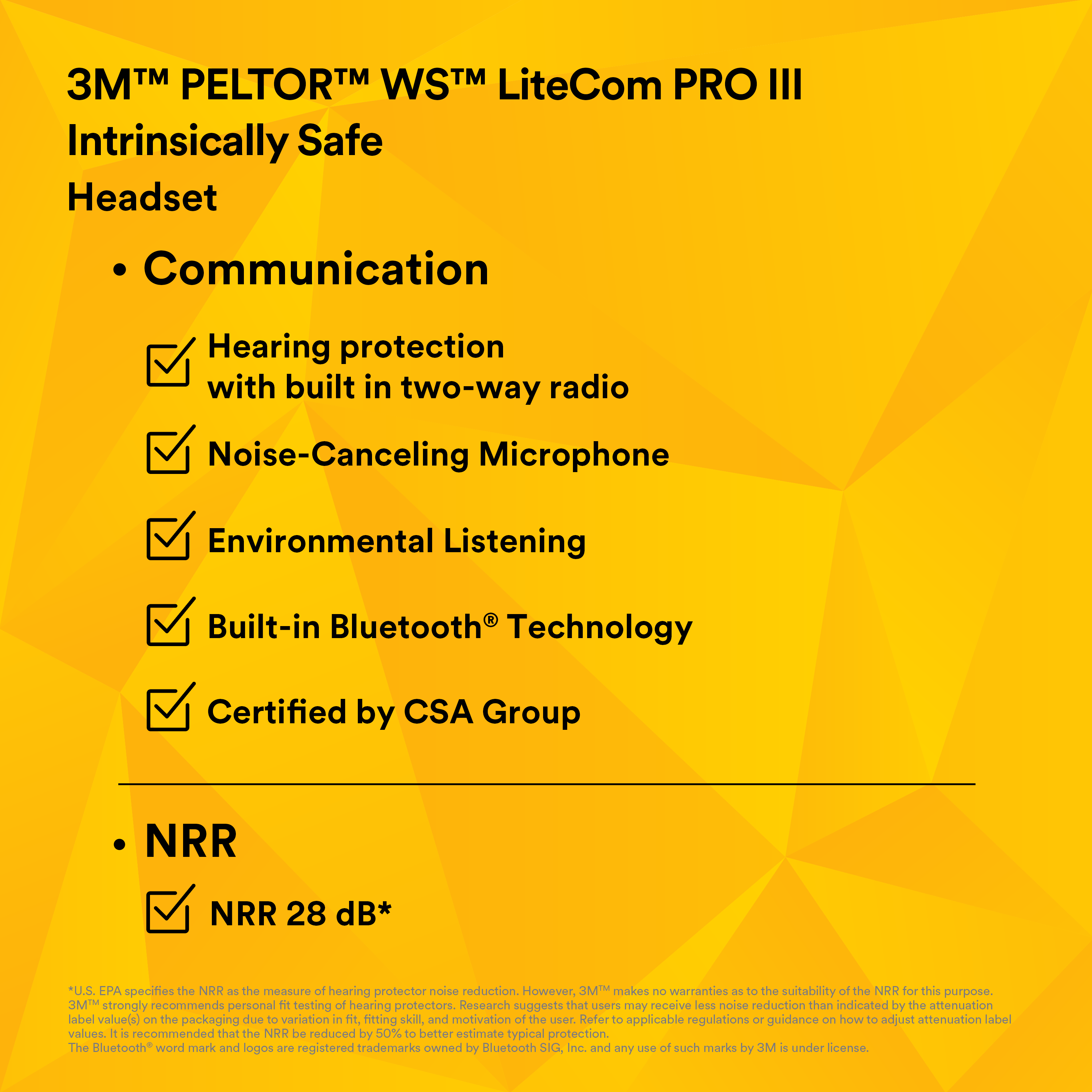 3M PELTOR WS LiteCom PRO III Headset - NeckBand- Intrinsically Safe - MT73H7B4D10NA-50 3M