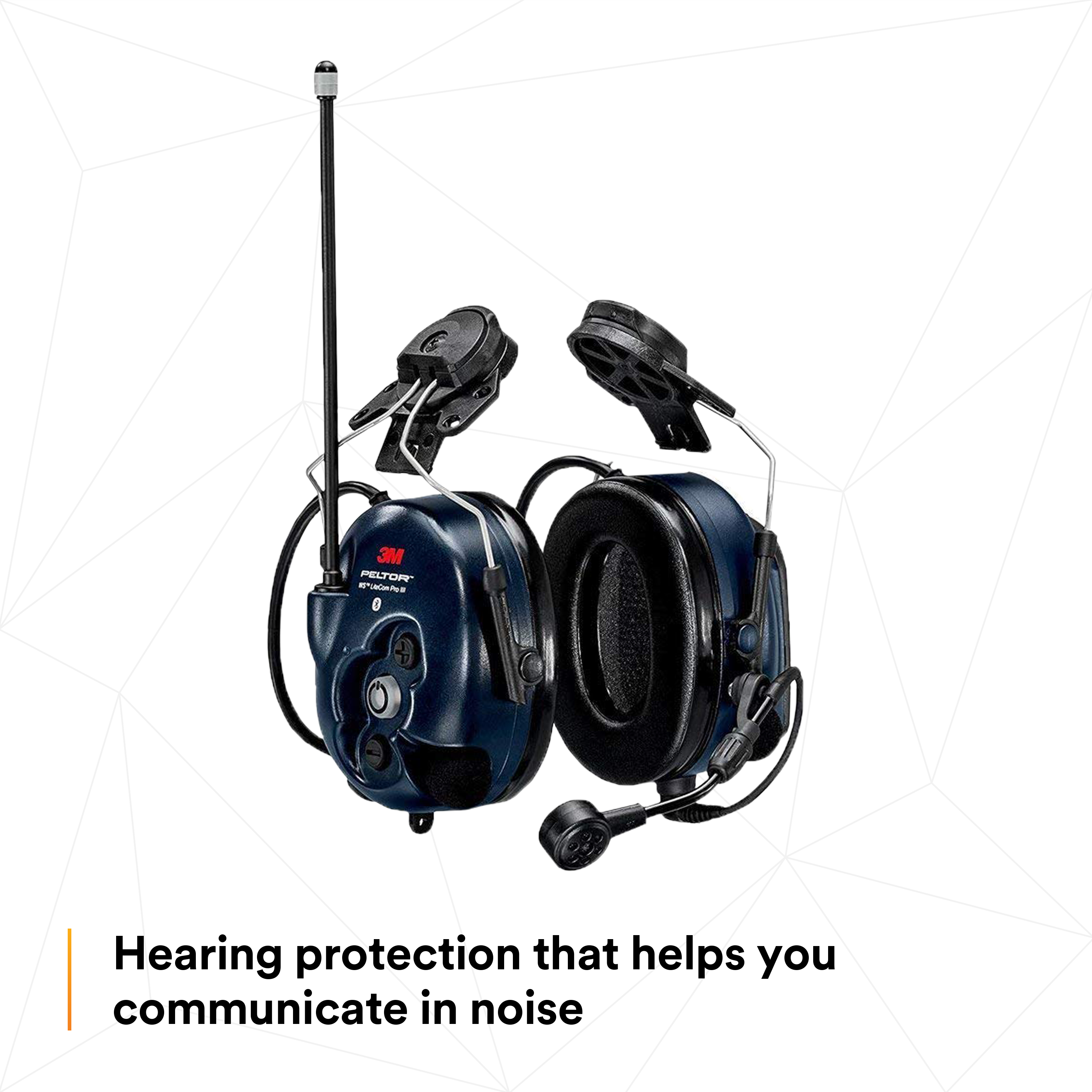 3M Peltor WS LiteCom Plus Headset - Hard Hat Mount | Two-Way Radio & Bluetooth Communication 3M