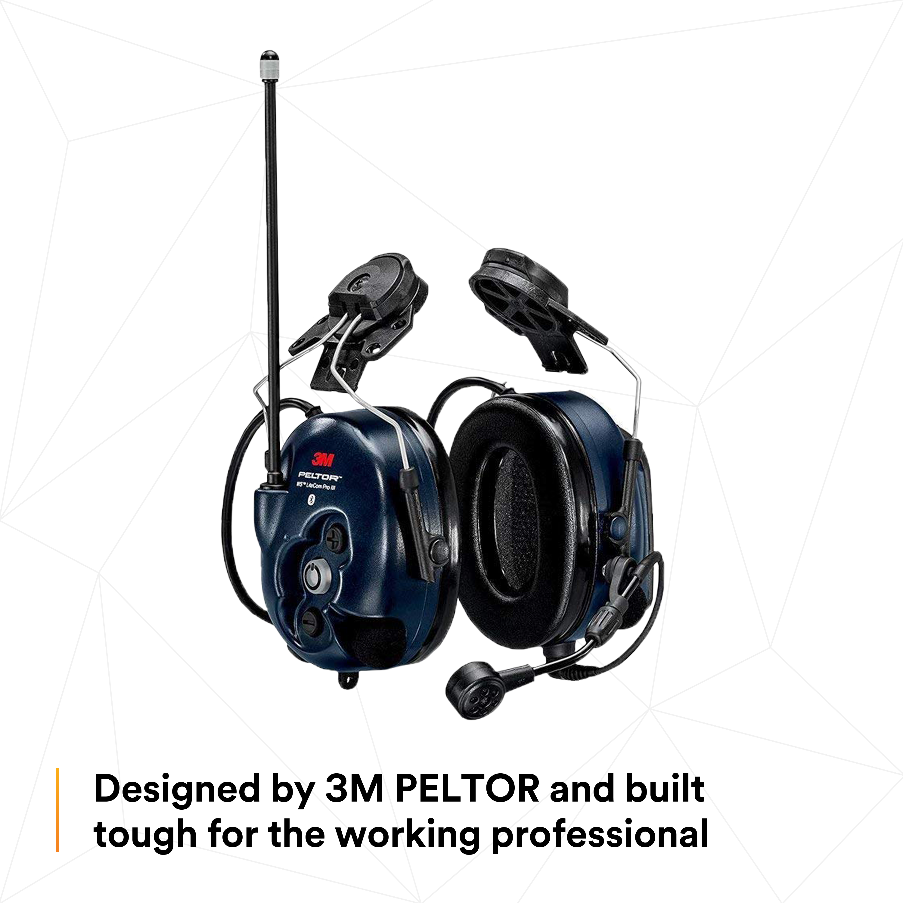 3M Peltor WS LiteCom Plus Headset - Hard Hat Mount | Two-Way Radio & Bluetooth Communication 3M