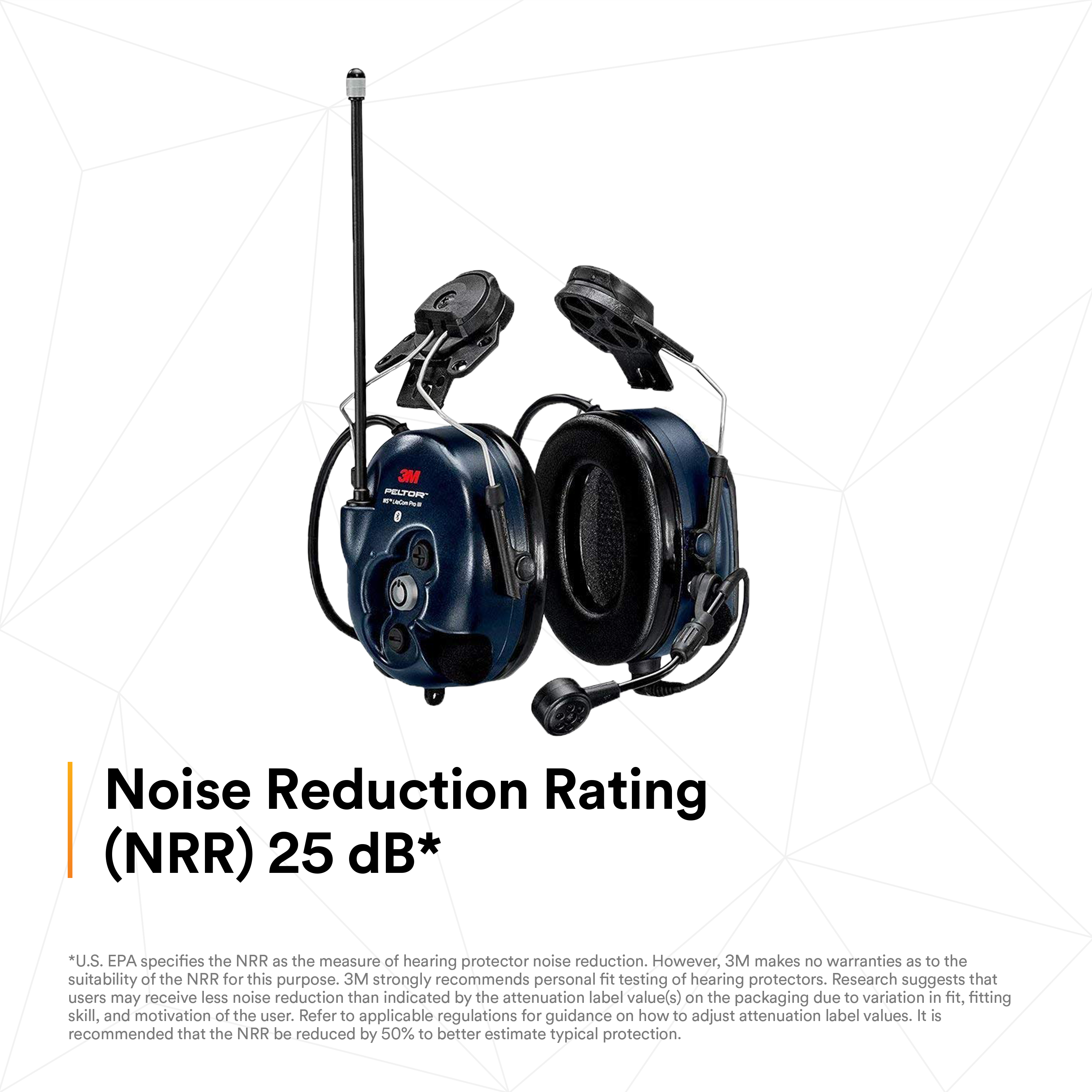 3M Peltor WS LiteCom Pro III Headset - Hard Hat Mount | 70 Channel Programmable Digital Radio 3M