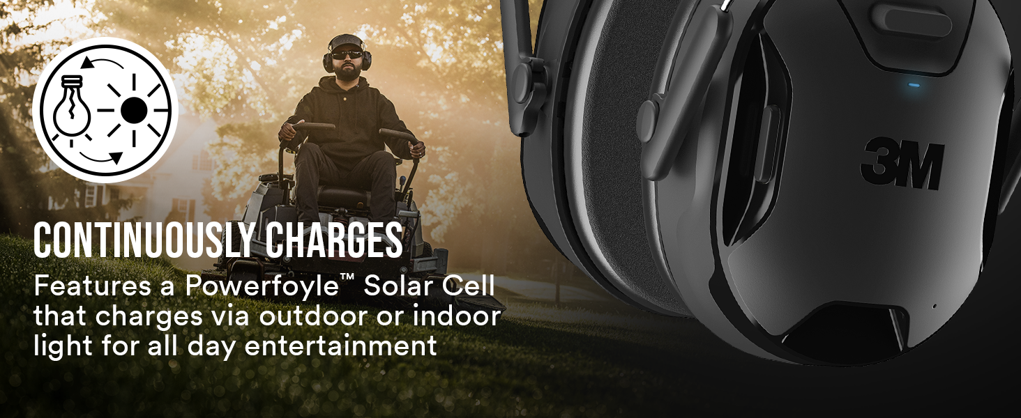 3M™ WorkTunes™ Connect + Solar Wireless Hearing Protector with Bluetooth® Technology 90573-DC 3M