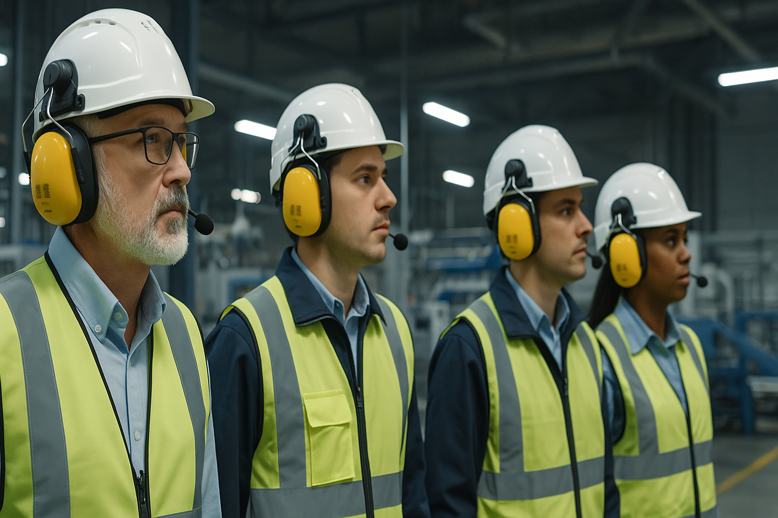 Factory Tour Banner with Industrial Personnel