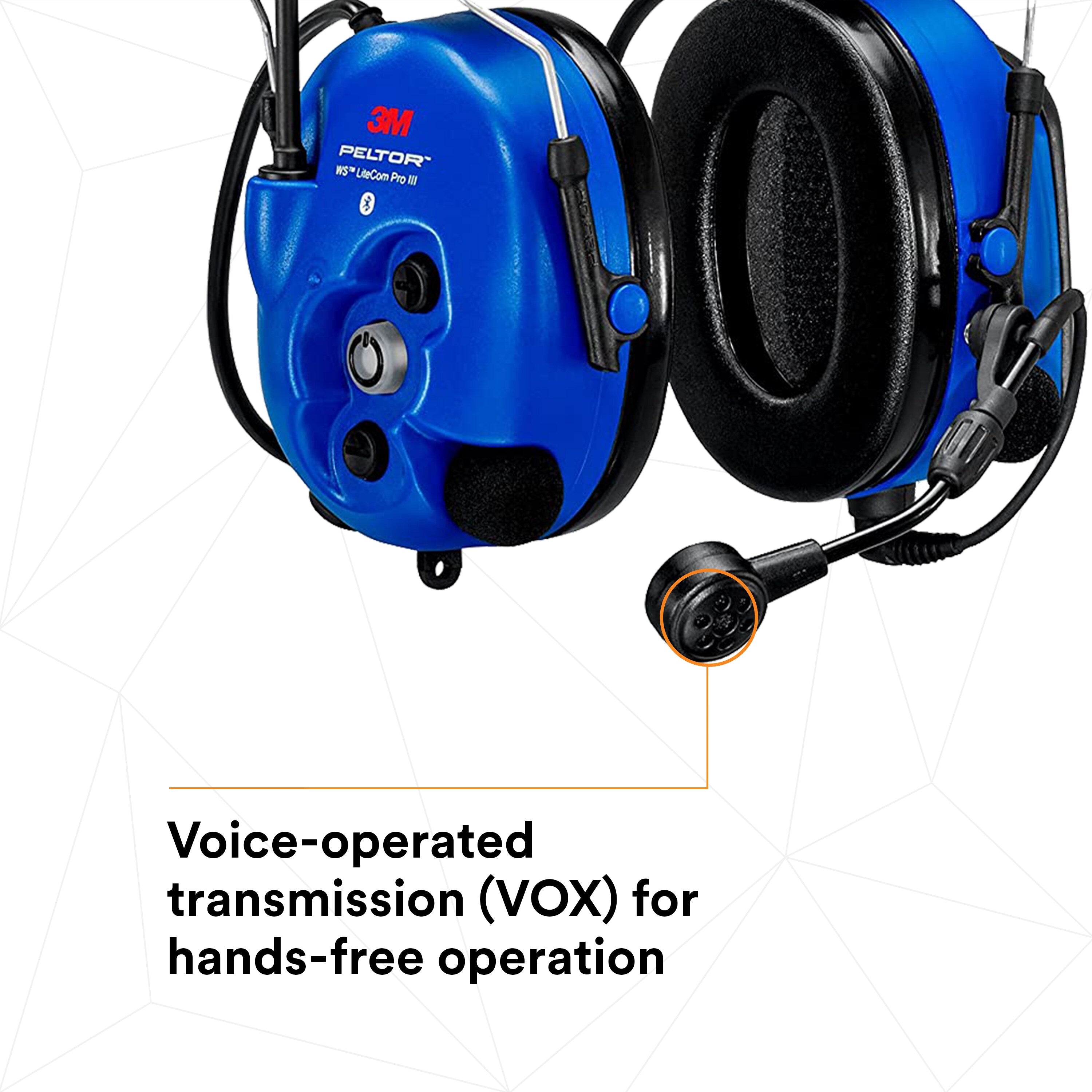 3M PELTOR WS LiteCom PRO III Headset - Hard Hat Attached - Intrinsically Safe - MT73H7P3E4D10NA-50 3M