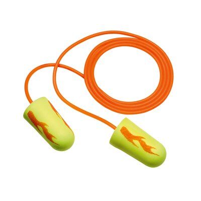3M E-A-Rsoft Yellow Neon Blasts Earplugs 311-1252, Corded, Poly Bag, Regular Size, 2000 Pair/Case 3M