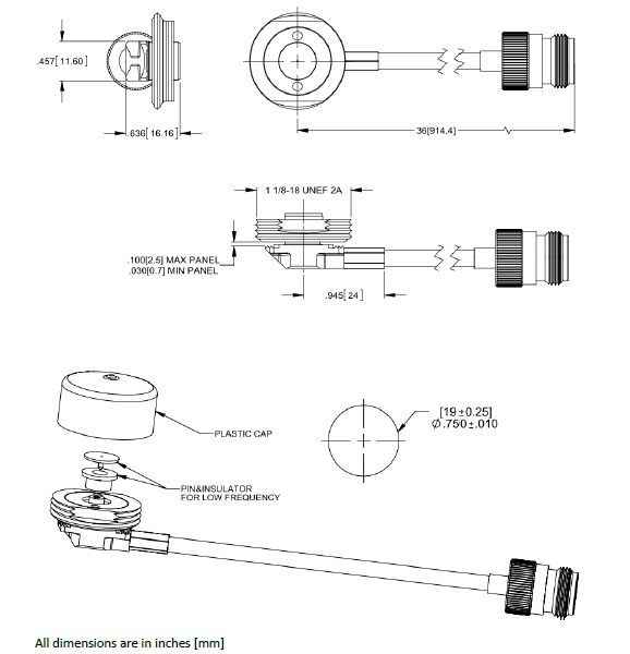 Pulse Larsen NMOKHF200NF3 NMO High Freq Mount 3' LMR200, N-Female Larsen/Pulse Electronics