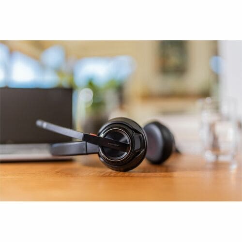 Poly Savi 8220 UC DECT USB-A Headset - Stereo - True Wireless - Bluetooth/DECT - 450 ft - 20 Hz - 20 kHz - On-ear - Binaural - Open - Omni-directional, Noise Cancelling Microphone - Noise Canceling - Black