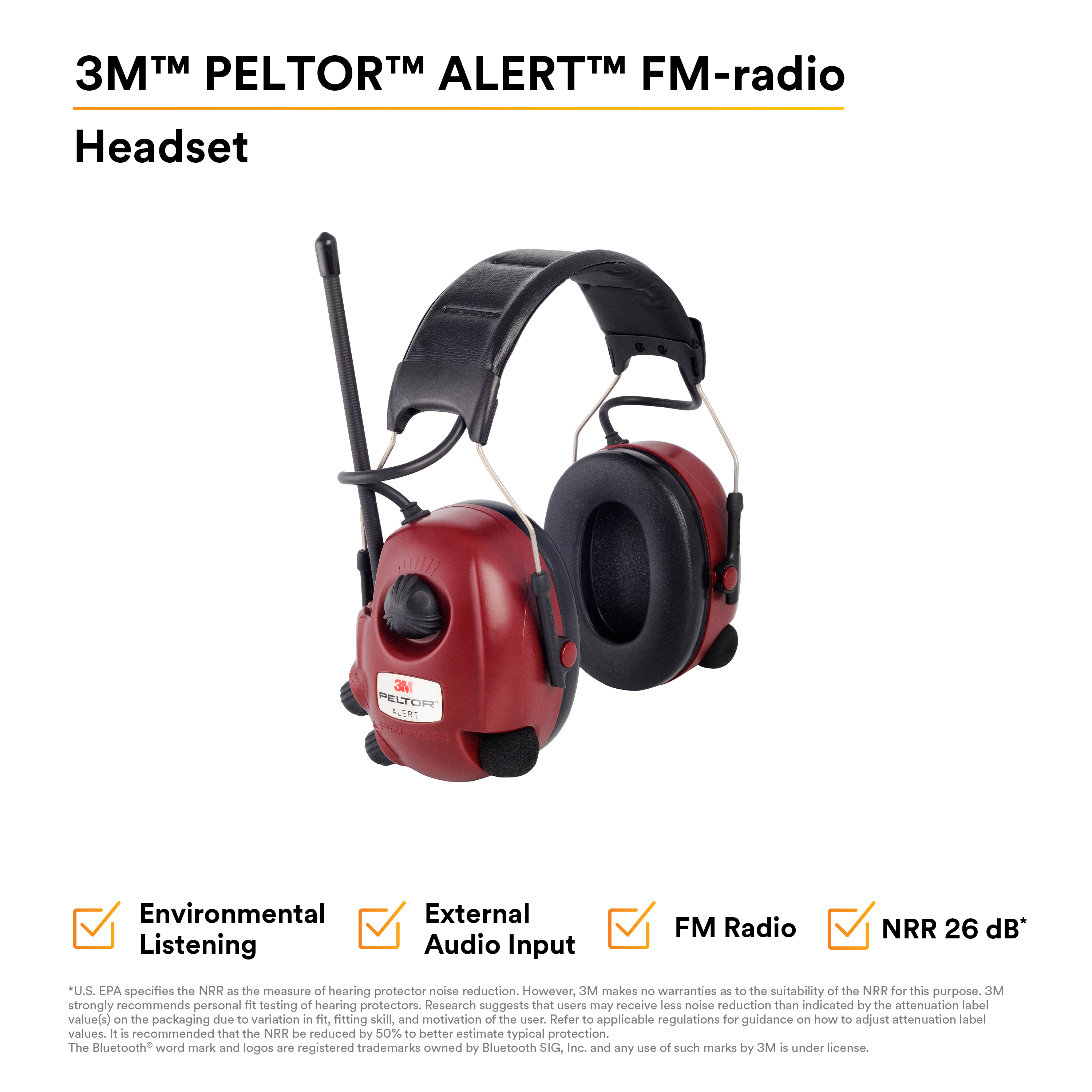 3M™ PELTOR™ ALERT™ M2RX7A2-01, FM-Radio, Level Dependent Headset Headband 3M