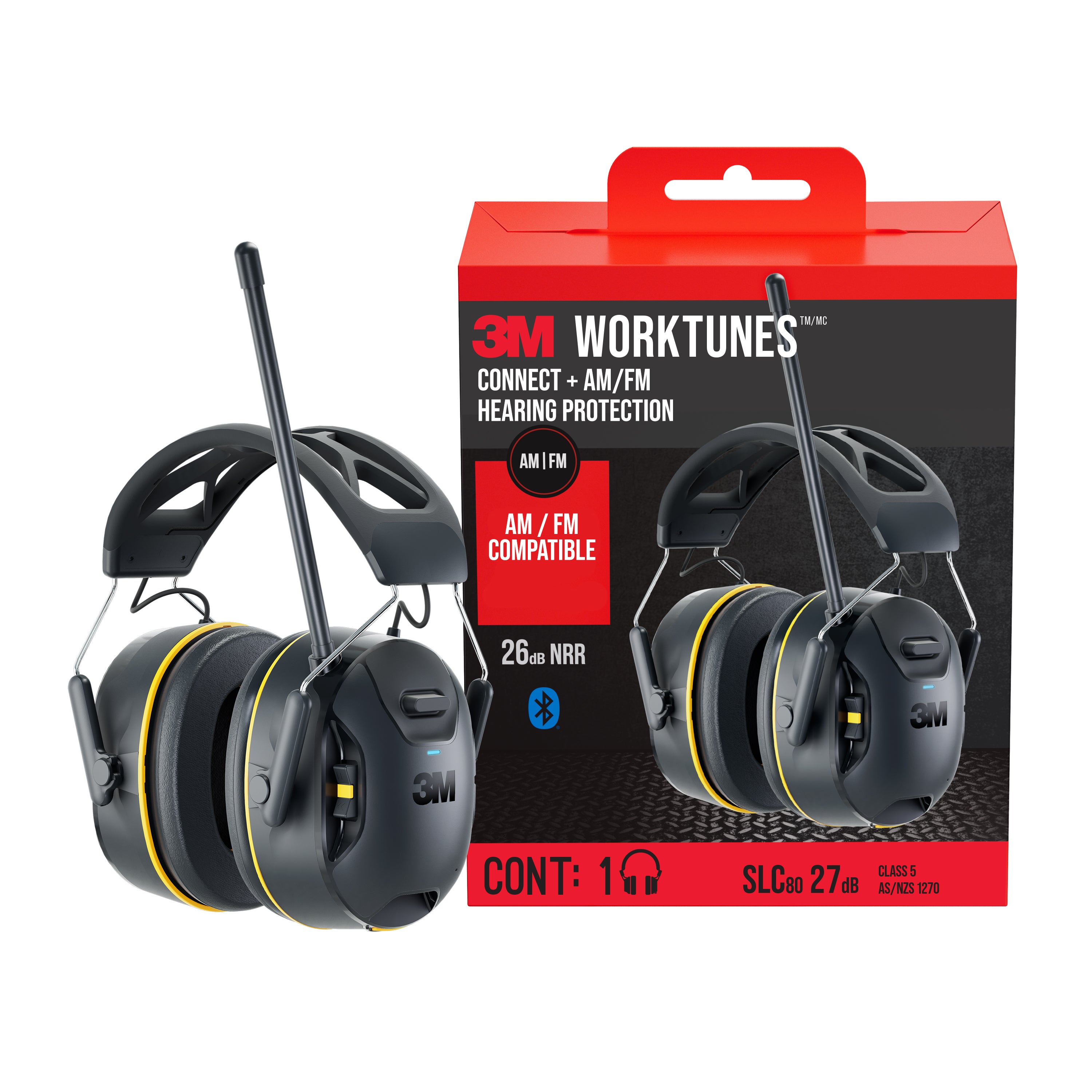 3M™ WorkTunes™ Connect + AM/FM Wireless Hearing Protector with Bluetooth® Technology, 90572-DC