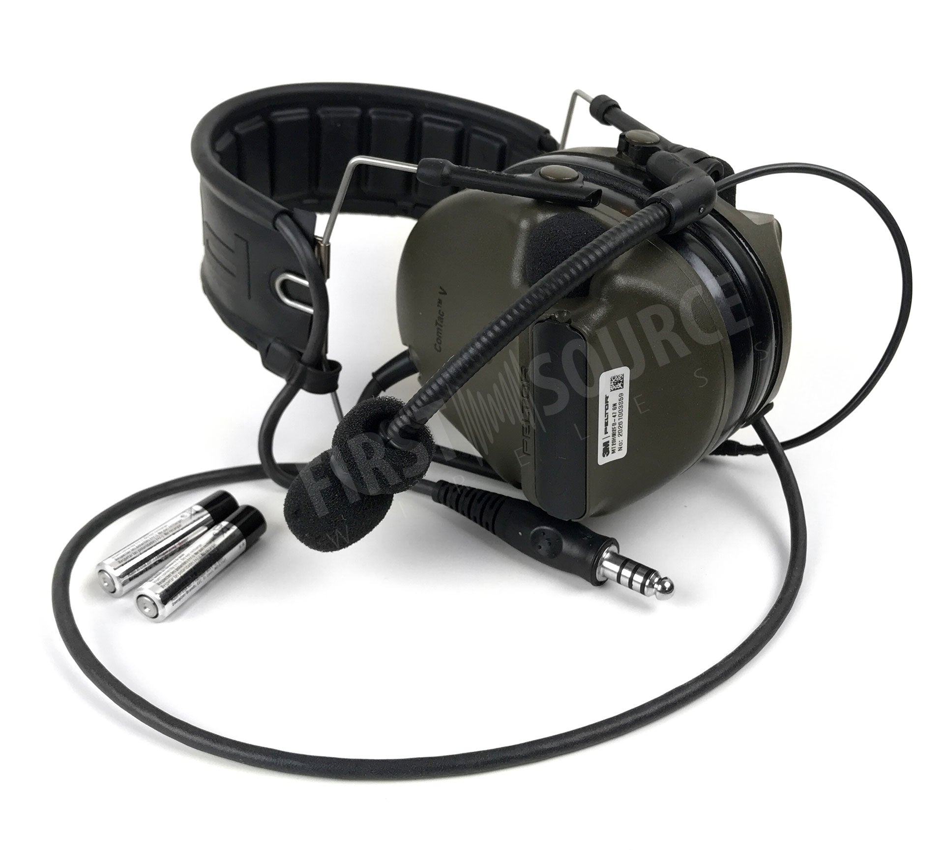 3M PELTOR ComTac V Headset MT20H682FB-47 GN, plegable, cable único, micrófono dinámico estándar, cableado NATO, verde
