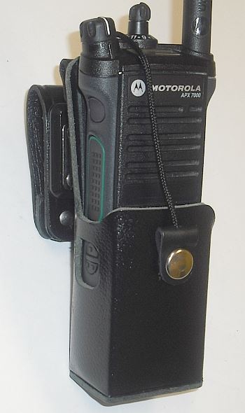 WV-2099B-150 Waveband Heavy Duty Leather Case With Swivel for Motorola APX7000 Slim (short) battery. - First Source Wireless