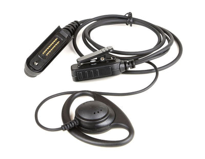 WC-Dshape–R-KNG 2-wire lapel microphone with D-shape ear piece for "KNG 150P Radio" - First Source Wireless