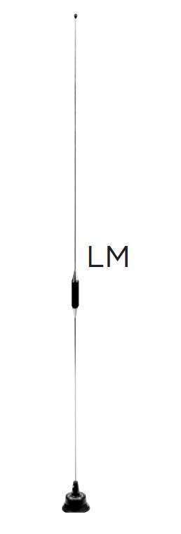 Pulse Larsen LM406C UHF 406-420 MHz Antena de látigo y bobina - Chrome